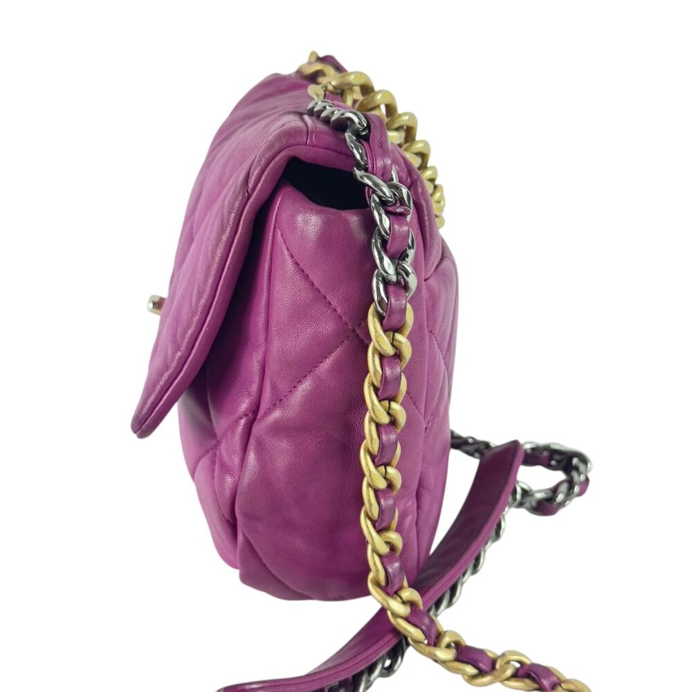 CHANEL 19 Flap Orchid Purple Quilted Lambskin Chain Link Crossbody Bag - Picture 3 of 16